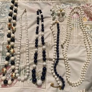 Navy and white pearl costume jewelry